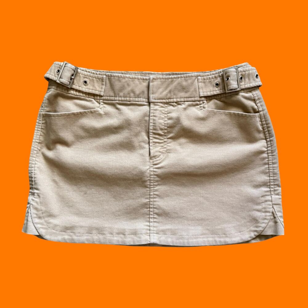 00's vintage tan corduroy low rise y2k mini skirt Size 10 armani exchange